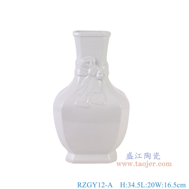 RZGY12-A白色雕刻中国结八面天球瓶正面图