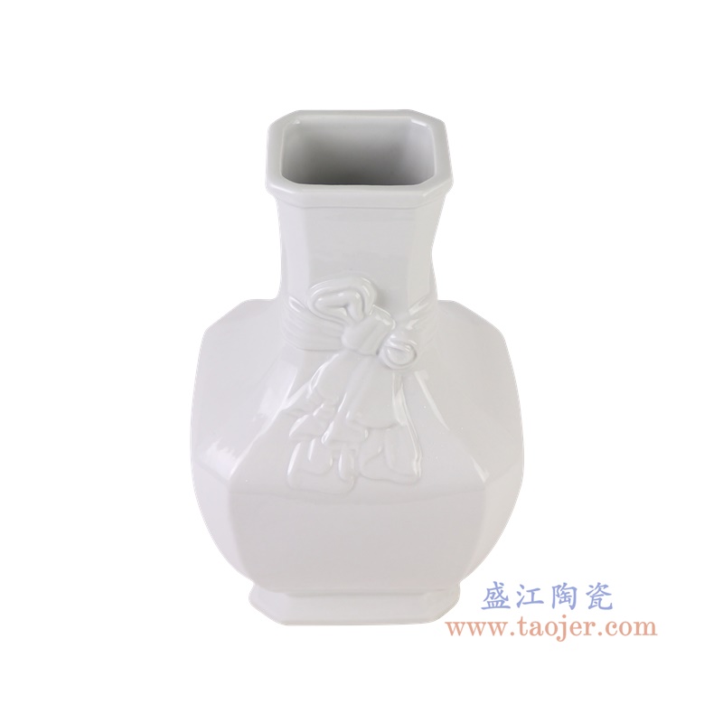 RZGY12-A白色雕刻中国结八面天球瓶俯视图