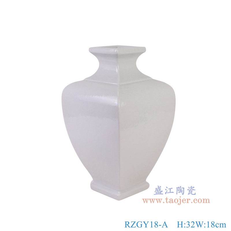RZGY18-A白色四方梅瓶侧面图
