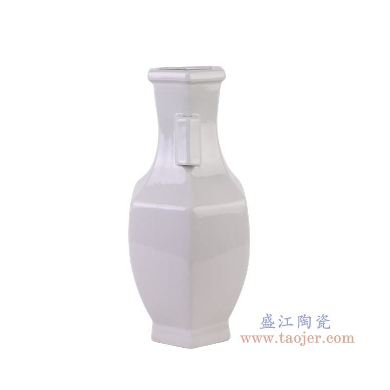 RZGY19-A白色六方贯耳瓶侧面图