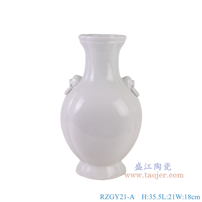 RZGY21-A白色狮耳六面花口瓶RZGY21-A白色狮耳六面花口瓶正面图