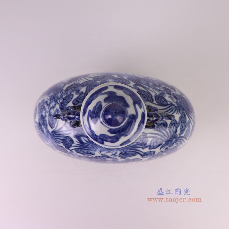 RZKJ09-B青花仙鹤抱月瓶顶部图