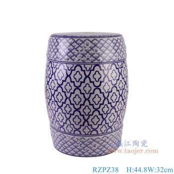 RZPZ38 青花花纹凳子凉墩 高44.8直径32底径14重量7KG