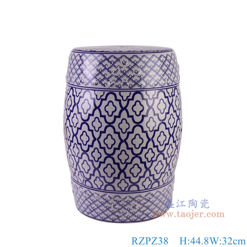 RZPZ38青花花纹凳子凉墩正面图