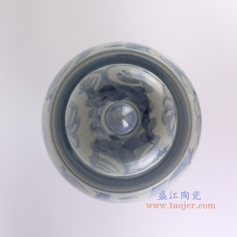 RZSX75-A青花太阳花纹将军罐顶部图