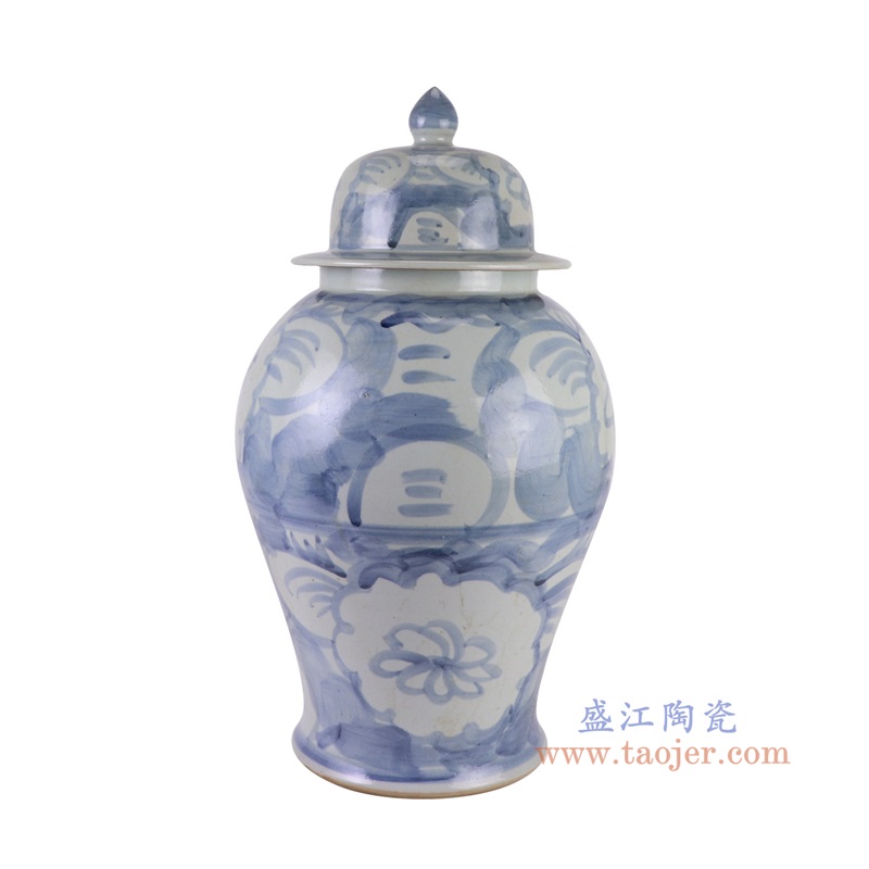 RZSX75-A青花太阳花纹将军罐侧面图
