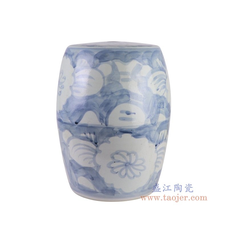 RZSX78-A青花太阳花纹鼓凳凉墩侧面图