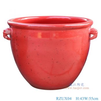 RZUX04 窑变红色象耳大缸 高43直径55