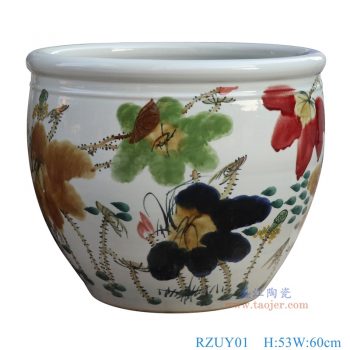 RZUY01 窑变写意荷花大缸 高53直径60