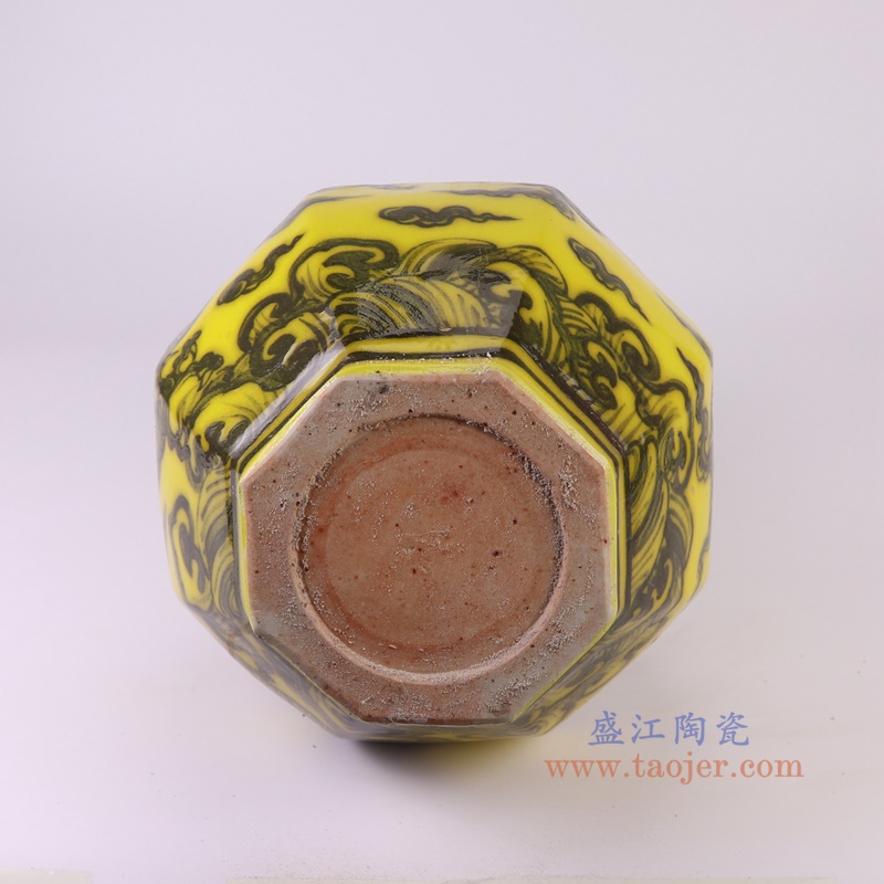 RXBA01黄底八方龙纹葫芦瓶底部图