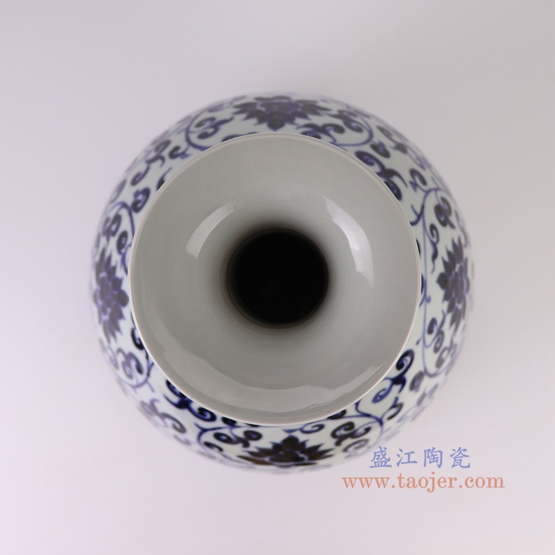 RXBA05青花缠枝莲玉壶春瓶顶部图