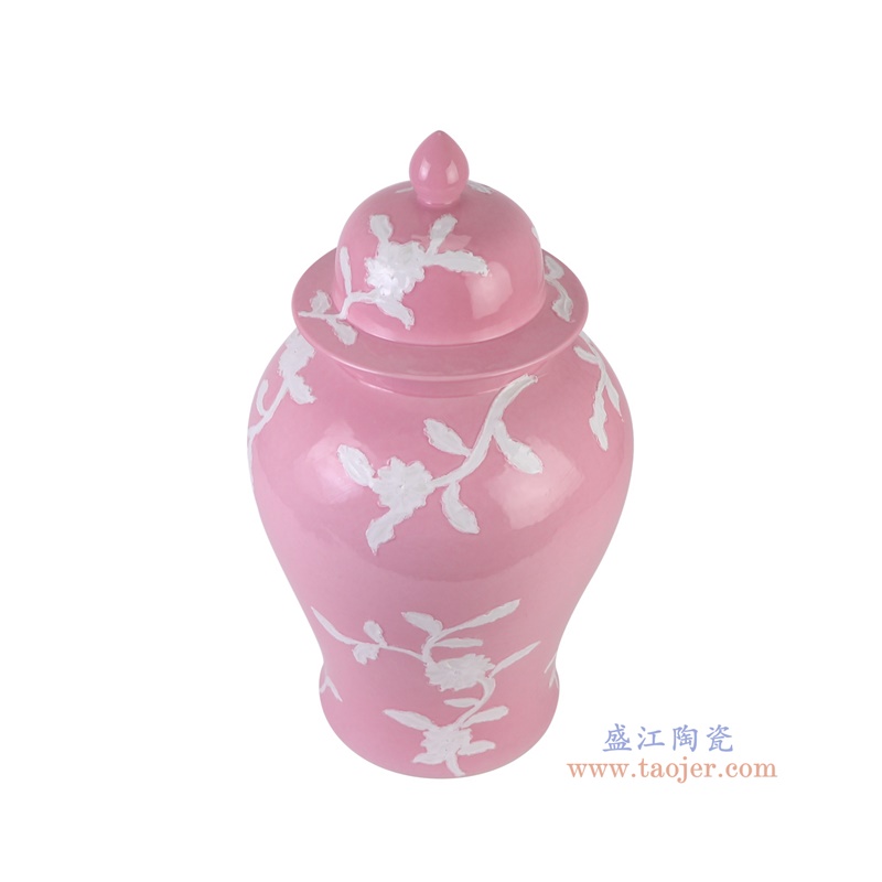 RYNQ279红底白花将军罐俯视图