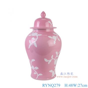 RYNQ279 红底白花将军罐 高48直径2底径18.8重量5.95KG
