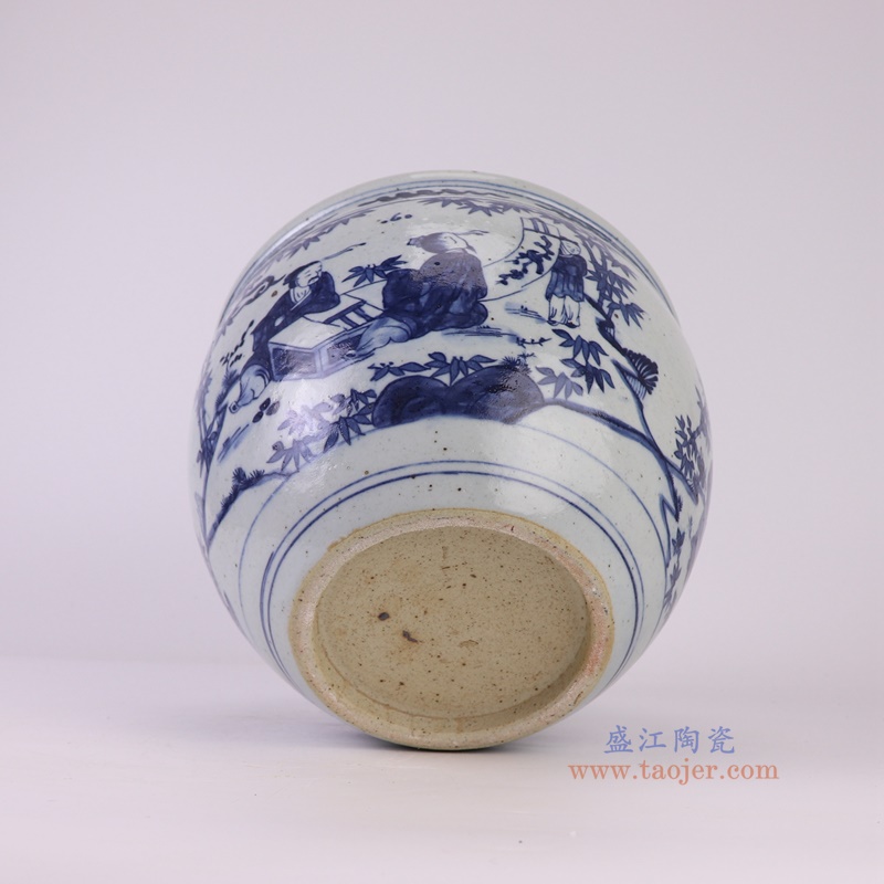 RZFB42青花竹林七贤人物小缸底部图