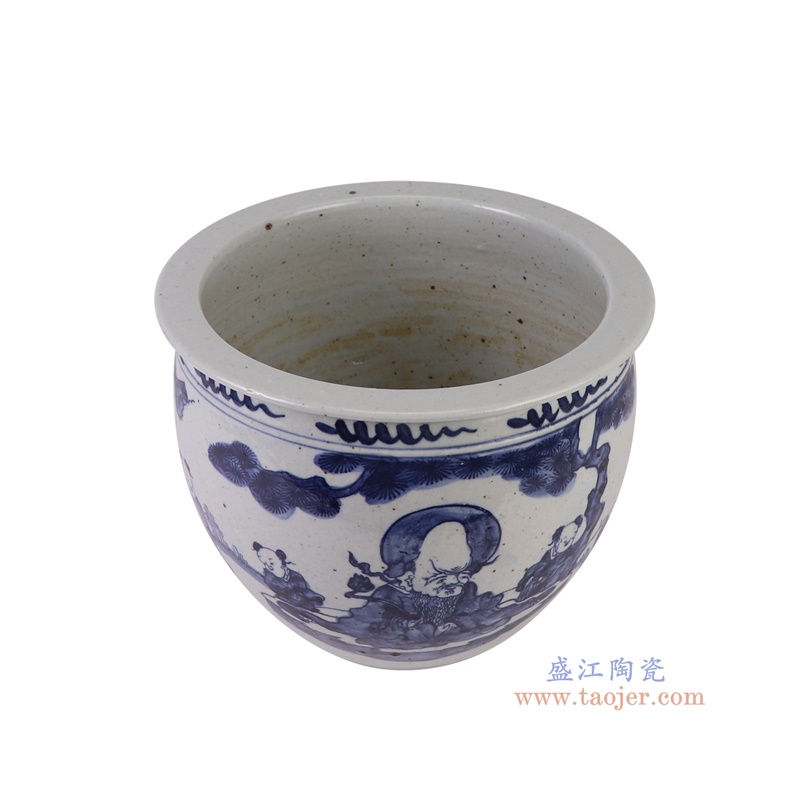 RZFB43青花童子人物小缸俯视图