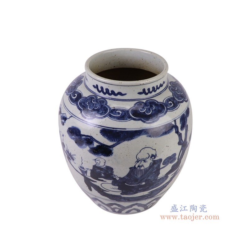 RZFB44青花童子人物冬瓜缸俯视图
