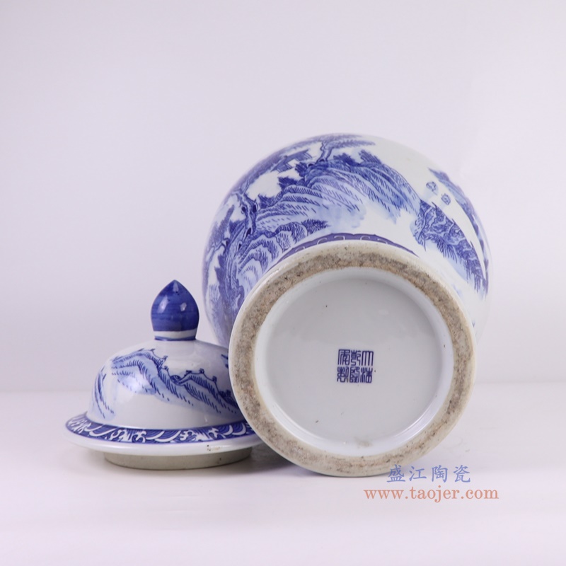 RZGM08-A青花山水将军罐底部图