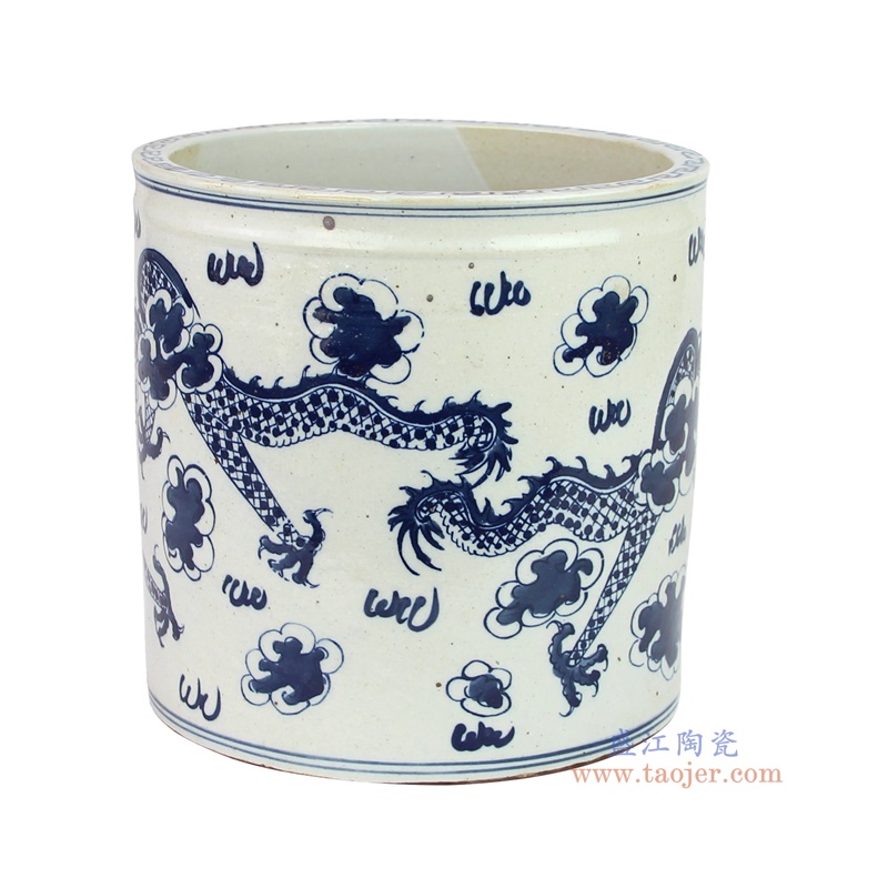 RZKT03-L-1605D-IMG青花龙纹笔筒大号侧面图