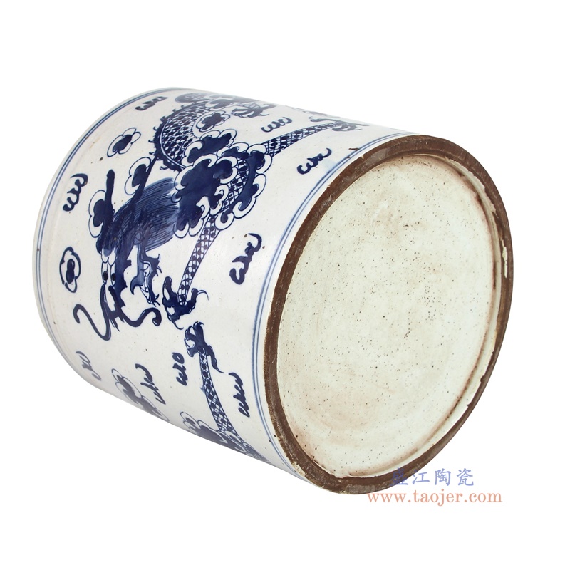 RZKT03-L-1605D-IMG青花龙纹笔筒大号底部图
