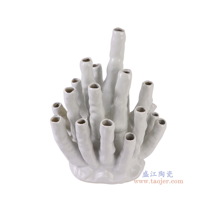 RZOY38白色异形花瓶珊瑚雕塑俯视图