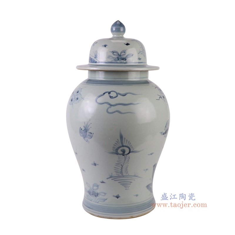 RZSX24-B青花松鹤将军罐侧面图
