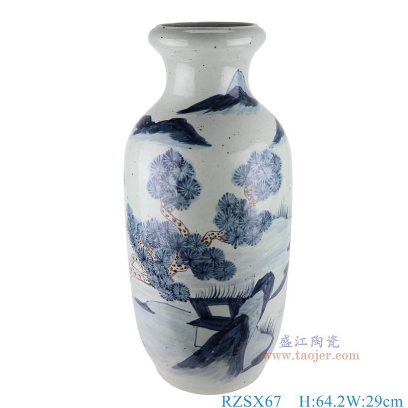RZSX67青花山水松树纹冬瓜瓶正面图