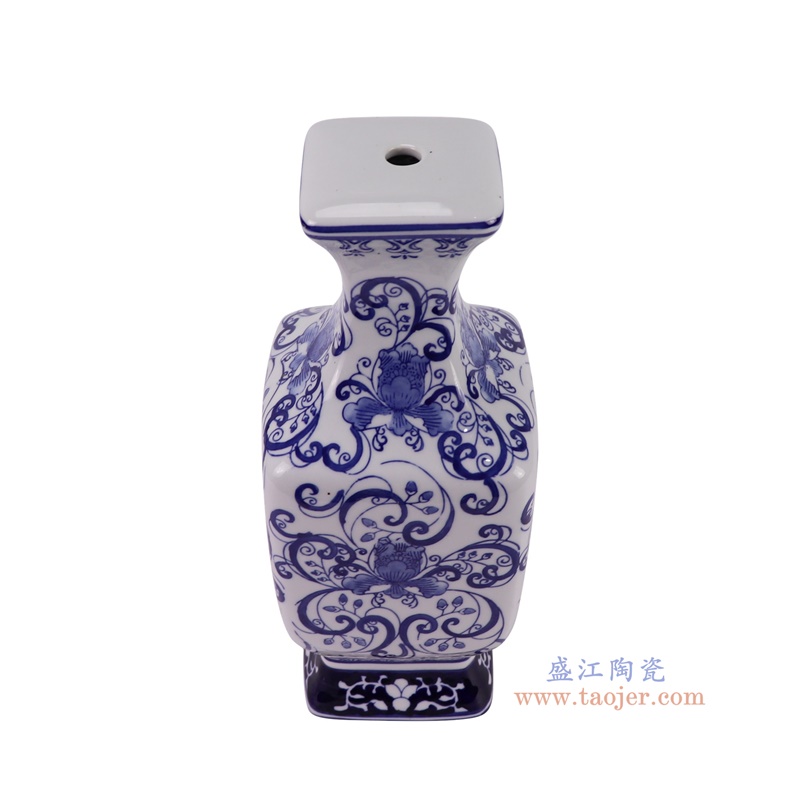 DS-RYPU48青花缠枝莲方口花瓶俯视图