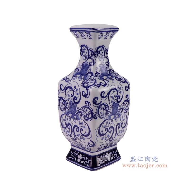 DS-RYPU48青花缠枝莲方口花瓶侧面图