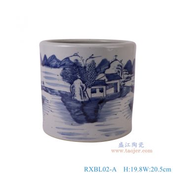 RXBL02-A 青花山水笔筒 高19.8直径20.5重量3.25KG