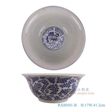 RXBN01-B 青花葡萄纹大碗 高17直径41.2底径19重量4KG