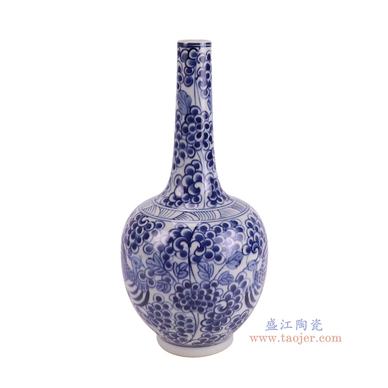 RXBN05青花凤凰穿花纹胆瓶侧面图