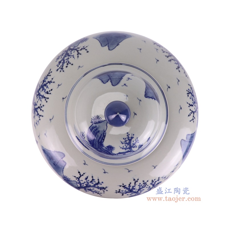 RXBN16-A青花山水将军罐顶部图