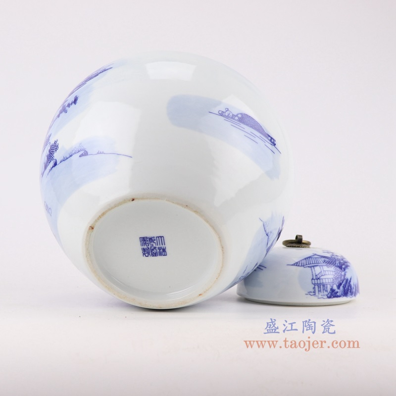 RYCI51-A青花山水宝珠坛底部图