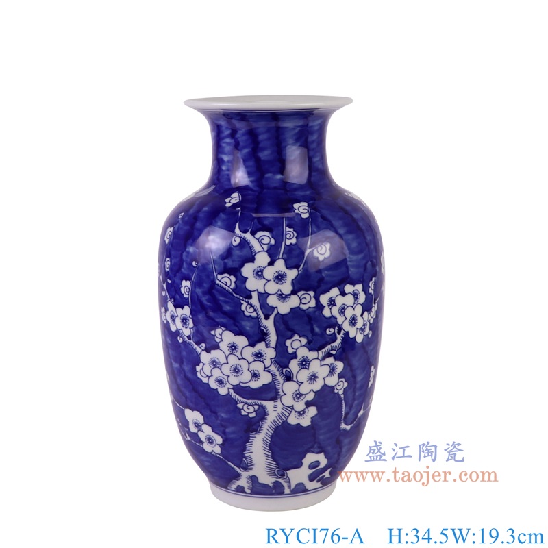 RYCI76-A青花冰梅冬瓜瓶正面图