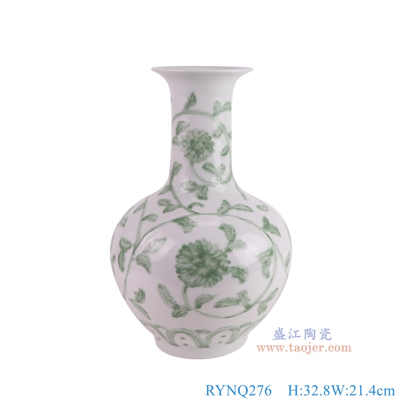 RYNQ276绿色缠枝莲赏瓶正面图