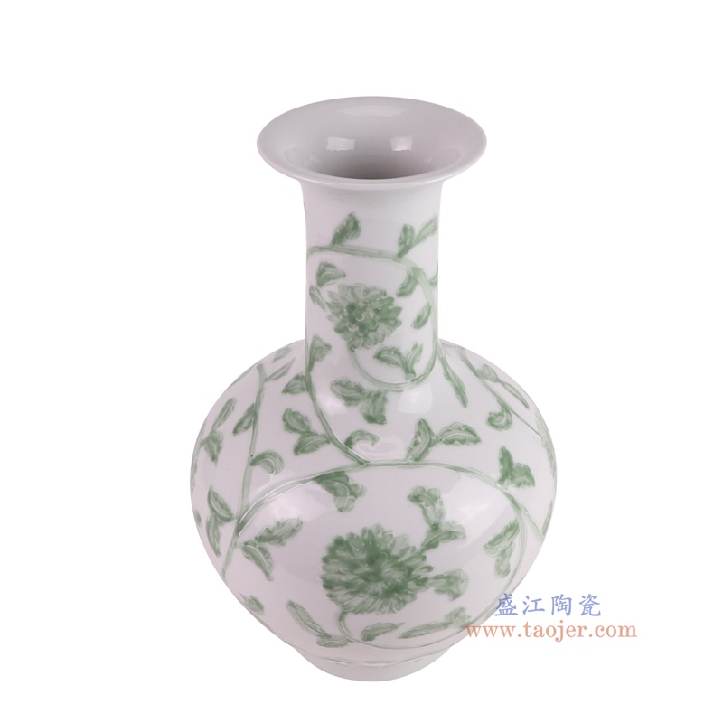 RYNQ276绿色缠枝莲赏瓶俯视图
