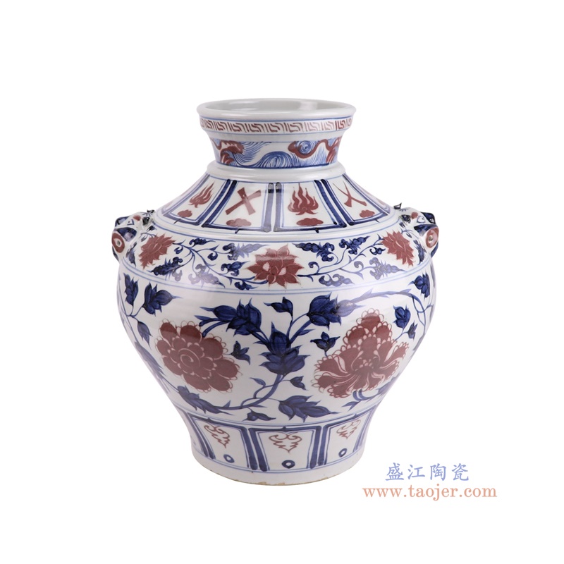 RZKR54青花釉里红缠枝莲大罐侧面图