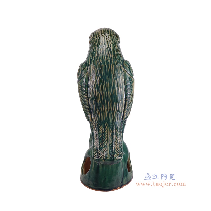 RZKR57-L窑变绿色鹰雕塑大号侧面图