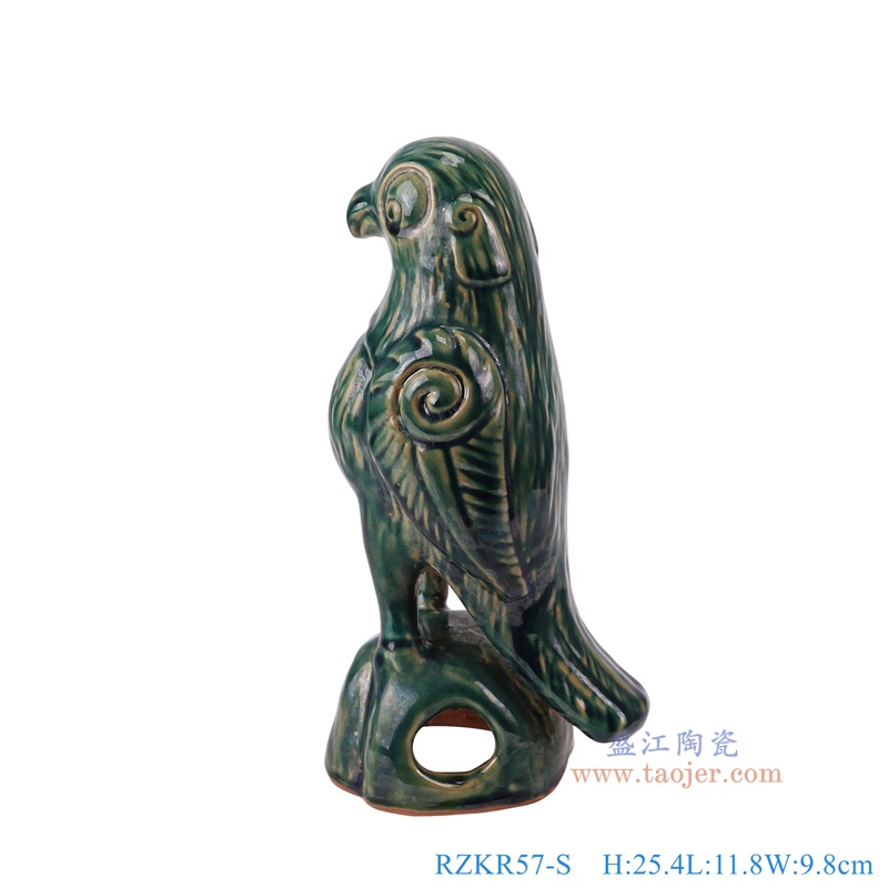 RZKR57-S窑变绿色鹰雕塑小号正面图