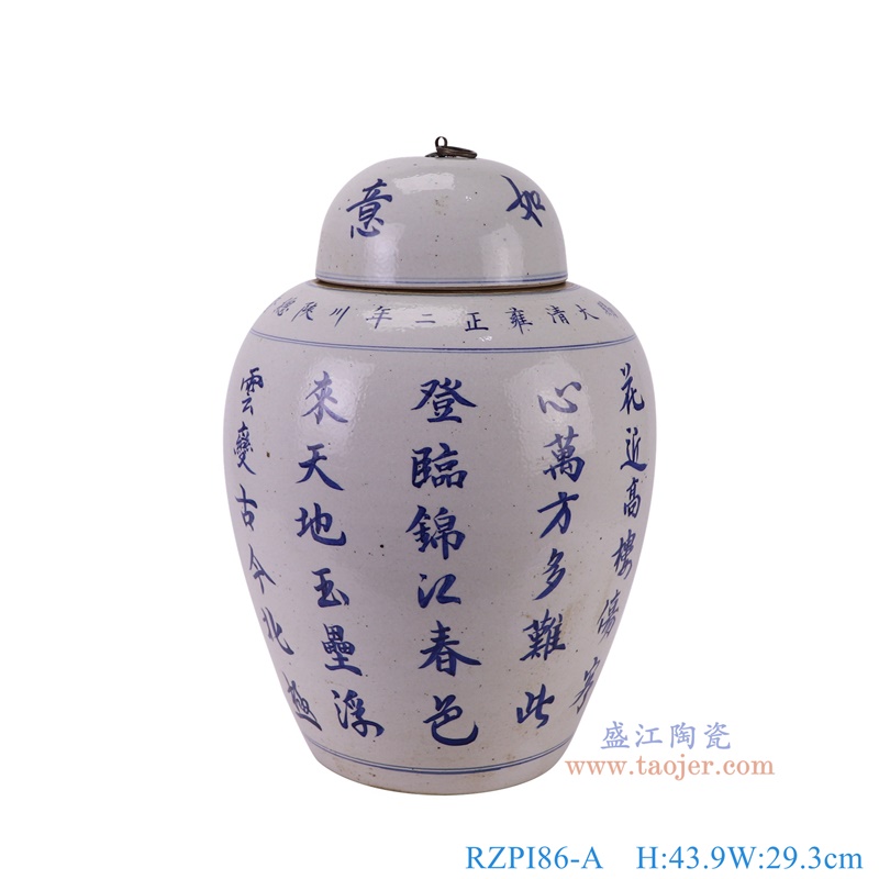 RZPI86-A青花吉祥如意写字罐正面图