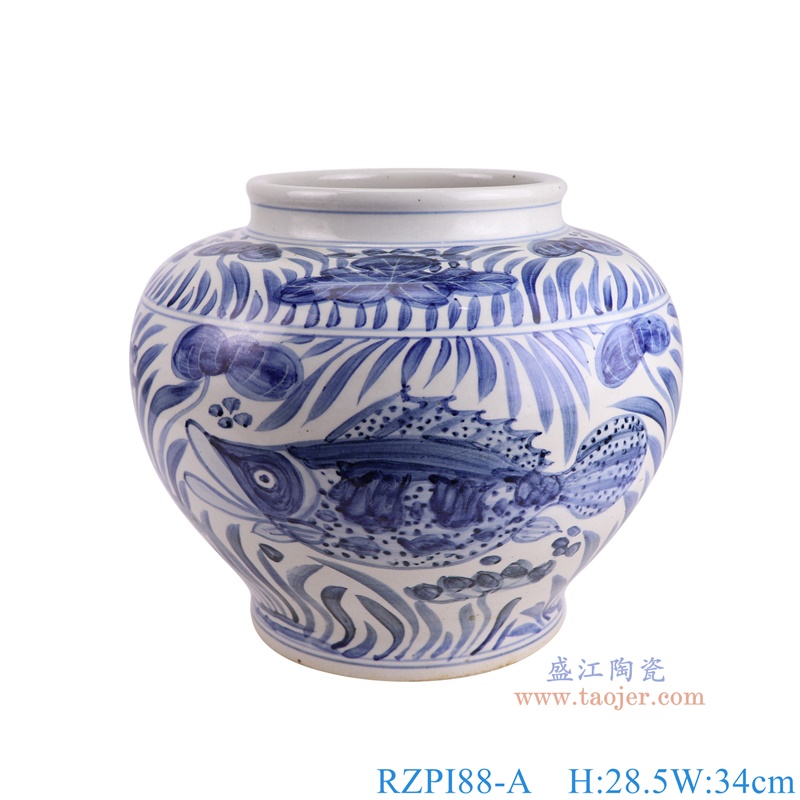 RZPI88-A青花鱼藻纹大罐正面图