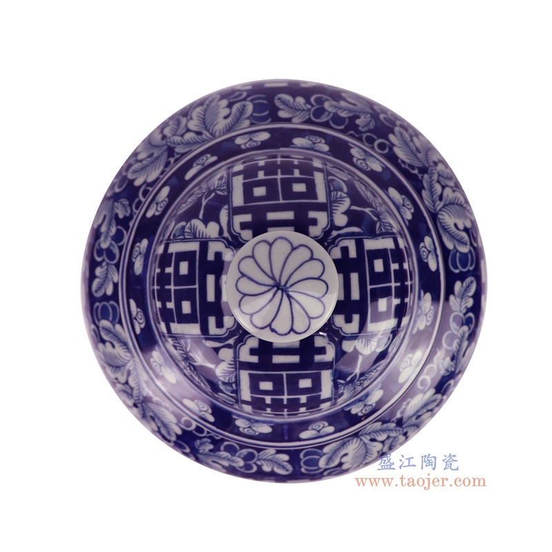 RZSI29-B青花葡萄喜字将军罐顶部图