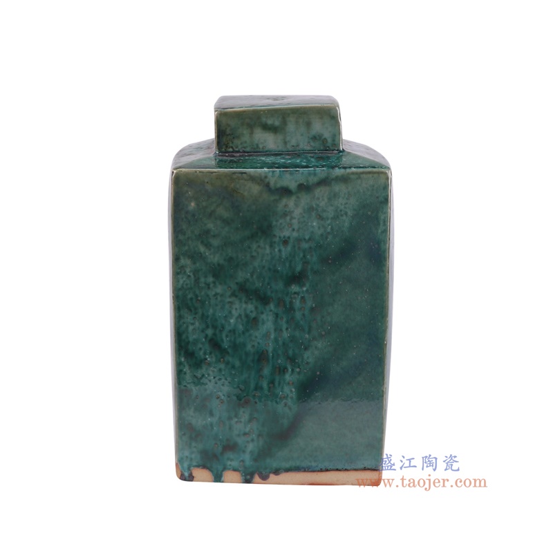 RZSP61-A窑变绿色四方罐子侧面图