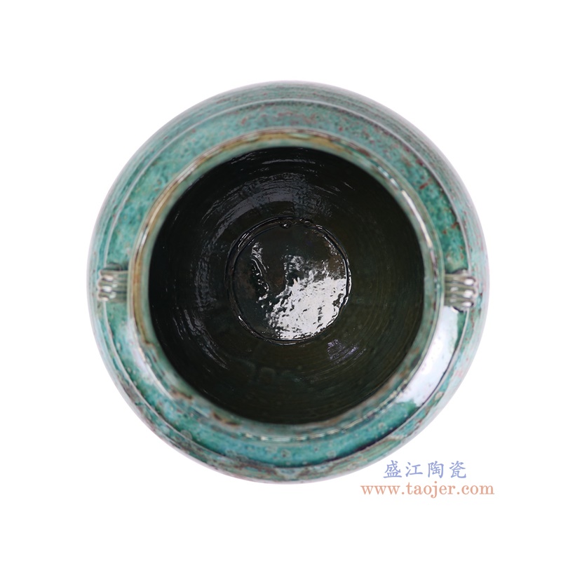 RZSP64-A窑变绿色双耳罐顶部图