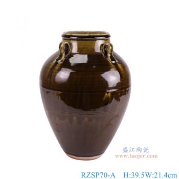 RZSP70-A  酱色四耳罐 高39.5直径21.4底径9重量2.35KG