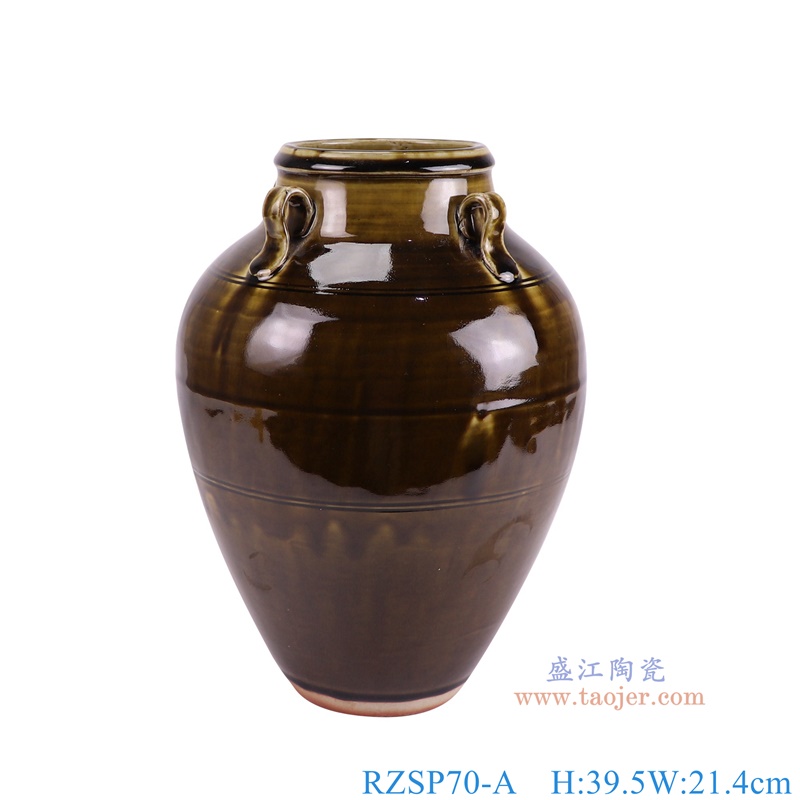 RZSP70-A酱色四耳罐正面图