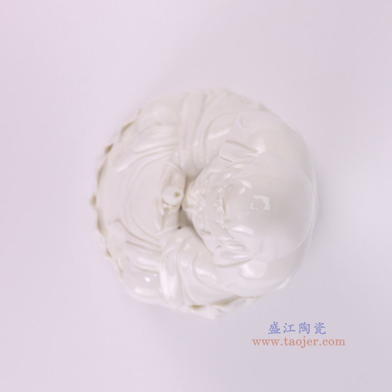 RZSV03-A白色坐莲观音雕塑顶部图