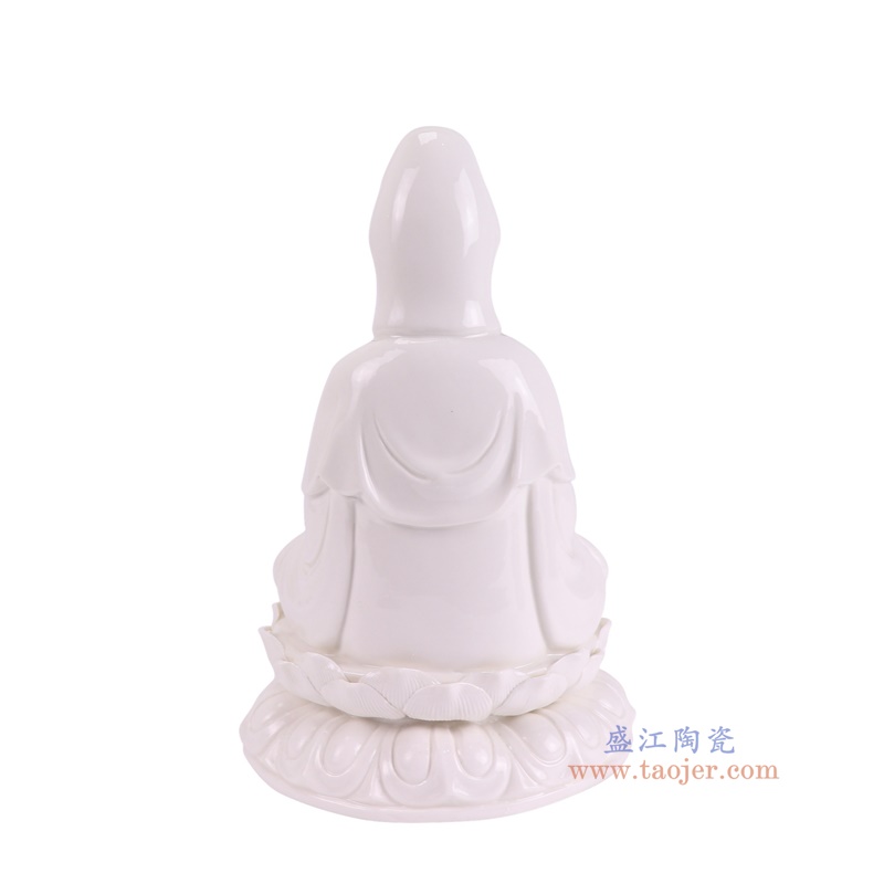 RZSV03-A白色坐莲观音雕塑背面图