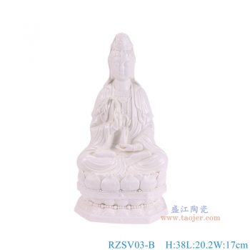 RZSV03-B  白色八角坐莲观音雕塑 高38直径20.2重量2.55KG