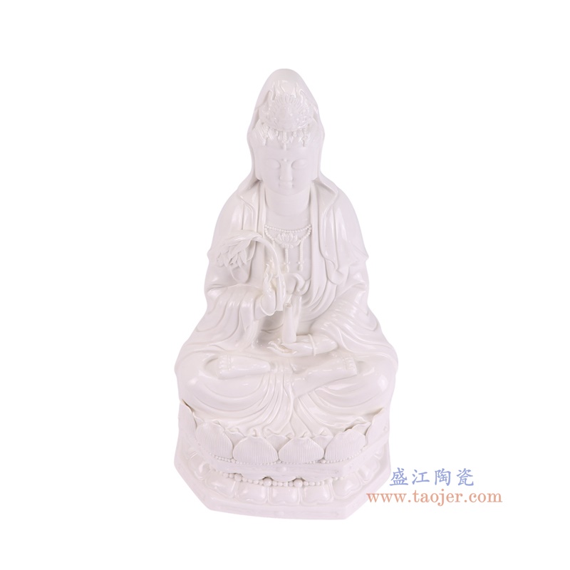 RZSV03-B白色八角坐莲观音雕塑俯视图